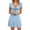 Light Blue, variant on Tqcoqu Women's Short Sleeve Drawstring Front Ruched Short Dress V Neck A Line Tshirt Dresses,Black Women's S-XXL