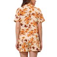 thumbnail image 3 of Conjuntos de Mujeres de Hawái de 2 Piezas, Camisa Floral de Botones y Pantalones Cortos, Ropa Casual de Vacaciones Tropicales en la Playa 2026 L Beige Naranja, 3 of 5