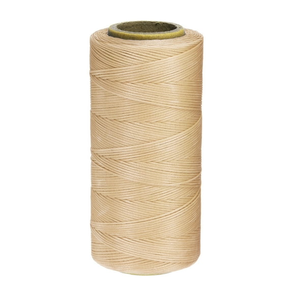 Uxcell 0.8mm Leather Sewing Waxed Thread, 197Yards / 247m, Polyester Waxed Cord Linen Thread String, Light brown