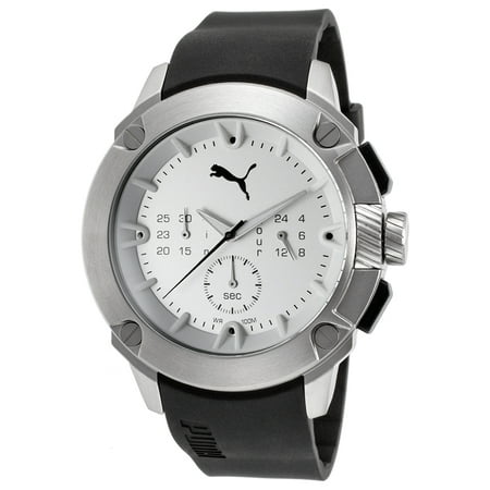 Puma Pu103711002 Men's Chronograph Black Silicone Silver-Tone Dial Watch