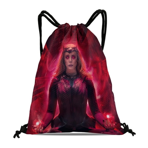 Scarlet Witch Wanda Maximoff Drawstring Sack:Ideal for fitness, hiking, swimming, travel, beach, and shopping, with a waterproof feature, size 15.7*17.7 inches (40cm×45cm）.