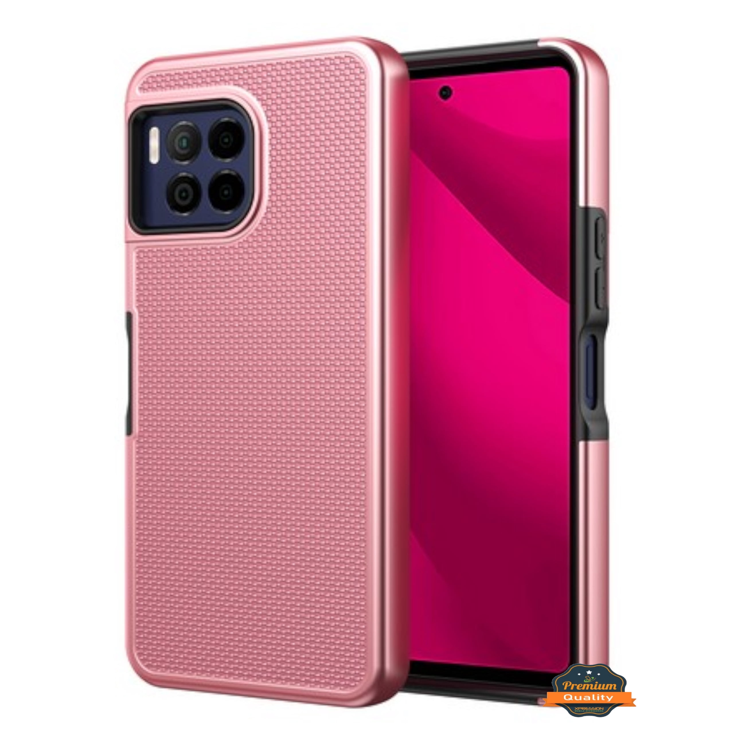 Xpression Phone Case For TCL K24 /TCL K23 Dual Layer Slim & Tough Hybrid Shockproof Heavy Duty Rubber TPU Matte with Textured Rugged Shell Protection Cover, Rose Gold