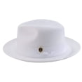 thumbnail image 2 of Men's Braided Wide Brim Pinch Fedora Matching Grosgrain Ribbon Hat in White H-42, 2 of 4