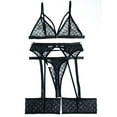 LAPA Women 3 Piece Lingerie Set with Garter Belt and Bra and Panty Sets
