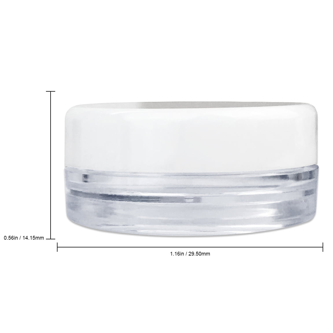 Beauticom 200 Pieces High Quality 3 Gram 3 ml (0.1 oz) Plastic Round Cosmetic Beauty Makeup Sample Jars (White Lid)
