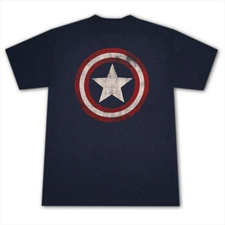 Marvel Avengers Assemblare Capitan America Distressed Shield Girls T-Shirt Navy 6-7 Anni