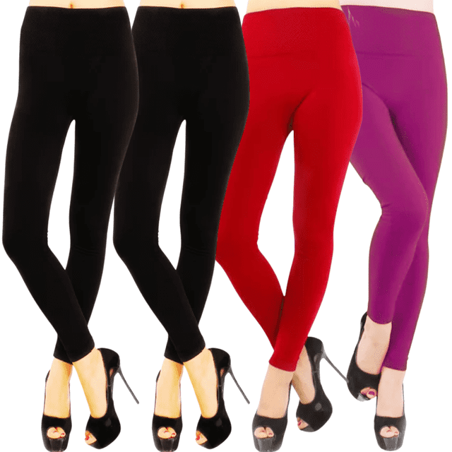 Pack 4 Colores Leggins Faja Termicos Afelpados Unitallas Yoga