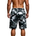 thumbnail image 3 of Mens Camouflage Cargo Shorts Casual Work Hiking Shorts Elastic Waist Drawstring Streetwear with Multiple Pockets, 3 of 3