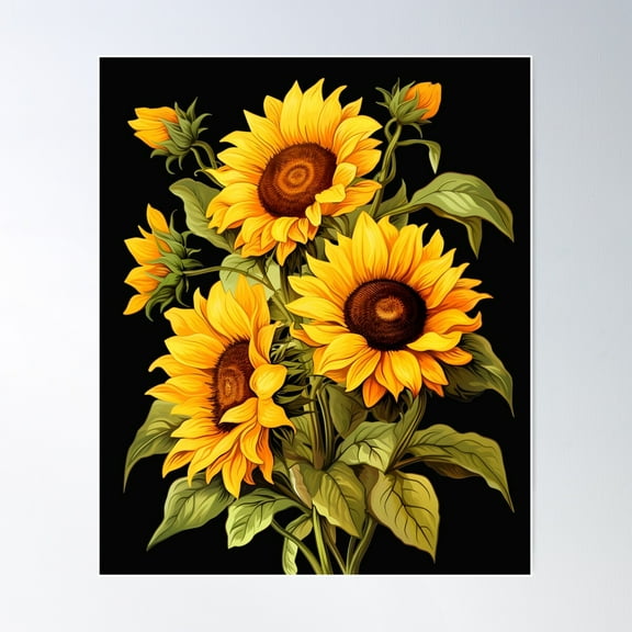 Sunflowers Vintage Botanical Poster Wall Art, Modern Wall Decor For Living Room Bedroom, 8x12 UNFRAMED