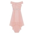 thumbnail image 3 of YONGHS Kids Flower Girls Off Shoulder Party Beaded Sash Dress Pink 10, 3 of 7