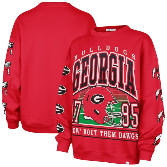 Women's '47 Red Georgia Bulldogs Go Big Oversized Pullover Sweatshirt