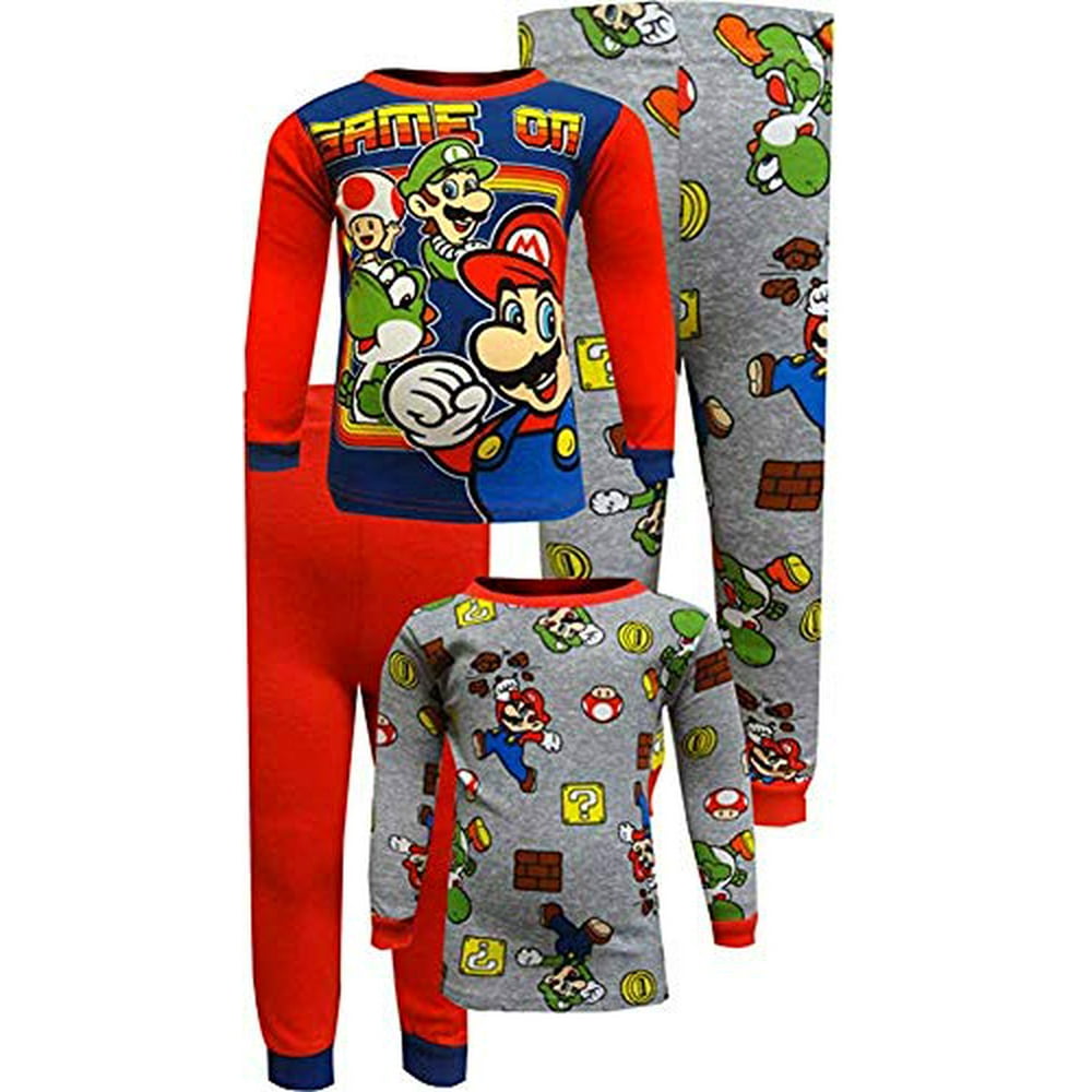 Super Mario Bros. Super Mario Boys' Nintendo 4Piece Cotton Pajama