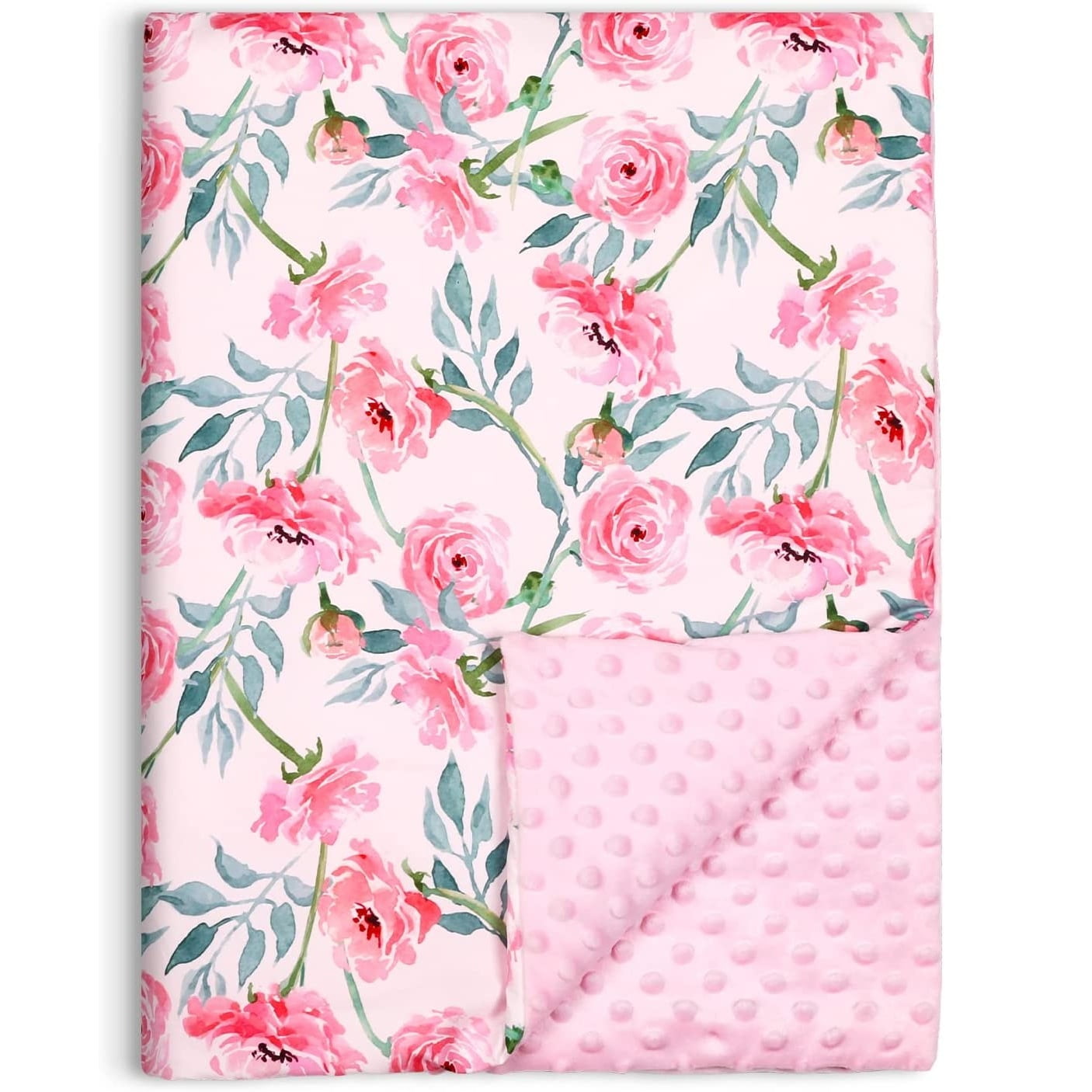 GLLQUEN Baby Blankets Newborn Thick, Super Soft Comfy Flowers Rose Silk