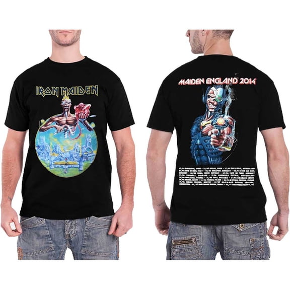 Men's Iron Maiden England 2014 Tour (Back Print) Slim Fit T-shirt Small Black