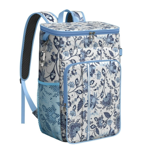 Floral and Bee Artwork Insulated Cooler Backpack, Leakproof Waterproof Lunch Backpack for Nature Enthusiasts, Road Trips