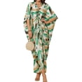 thumbnail image 3 of TaTaai Women's Plus Size Satin Drawstring Beach Cover Up Maxi Dress V-Neck Loose Ankle Length Dress with Side Slit for Summer Vacation Gift, 3 of 9
