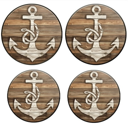 

BaHomeck Electric Stove Burner Covers Set of 4 Round Metal Gas Stove Burner Covers 8 Inch and 10 Inch Kitchen Decor Vintage Hand Drawn Anchor On Wooden Background