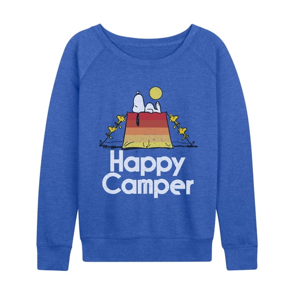 Peanuts - Happy Camper - Women's French Terry Long Sleeve Pullover