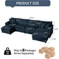 thumbnail image 3 of 143.31" Modular Sectional Sofa,U-Shaped Chenille Sofa Couch with Movable Ottoman,Modern 6 Seat Cloud Sectional Couches for Living Room Office Home (Blue, U-6 Seater), 3 of 9