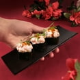 thumbnail image 4 of BambooMN 6 Piece, 2 Sets of 7" Reusable, Eco-Friendly, Carbonized Brown Bamboo Sushi Serving Plates/Trays: Chopsticks, and Soy Sauce Dishes Included!, 4 of 5