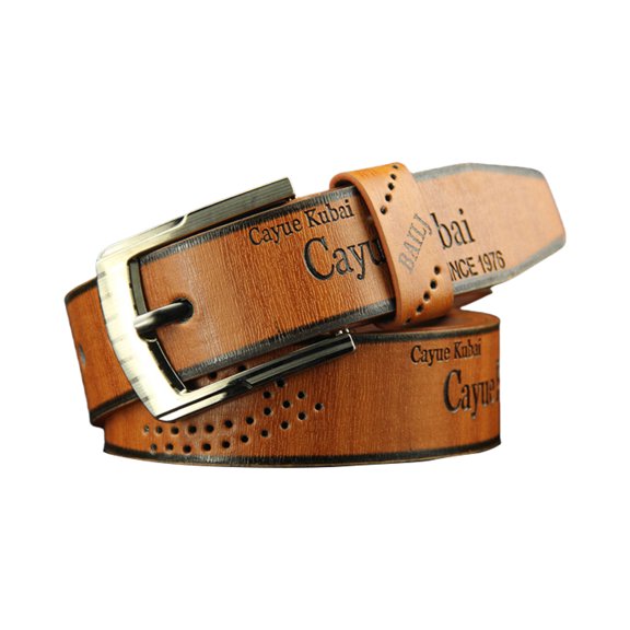 lixuesong PU Leather Men's Belt With Adjustable Length And Embossed Letter Pattern for Adult Daily Wear and Formal Occasion