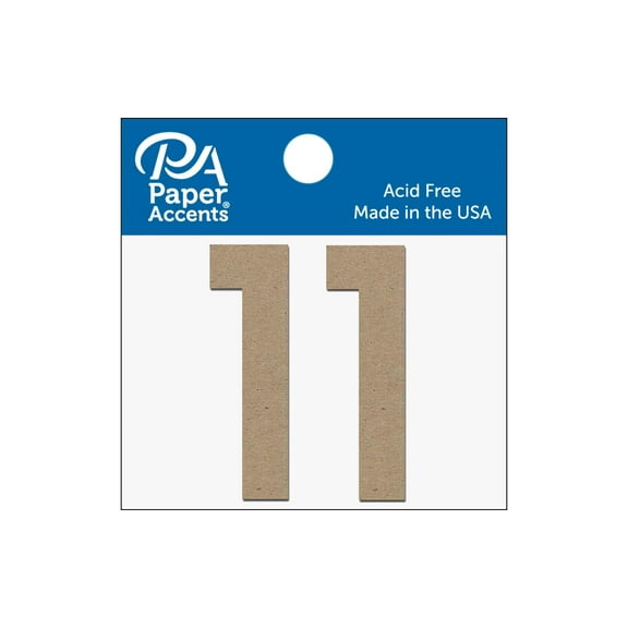 Chipboard Number 2" 1 2pc Natural