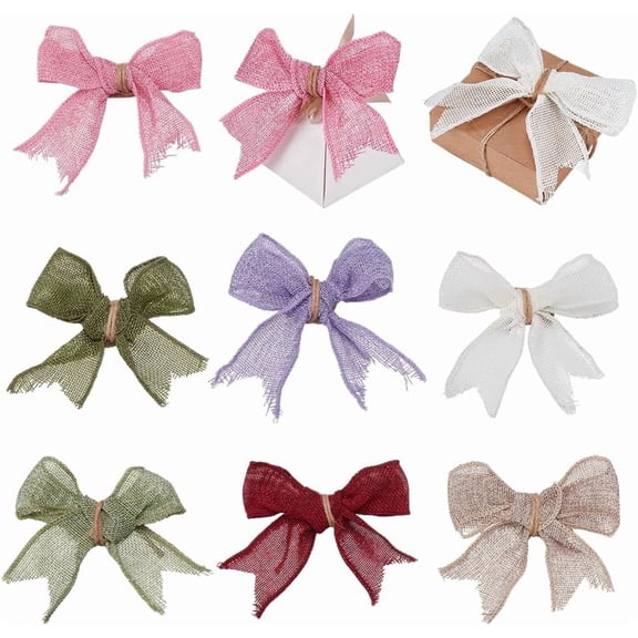 28 Pcs 7 Colors Valentine's Day Burlap Ribbon Bows 6.7Inch Large Decor Tree Topper Decorations DIY