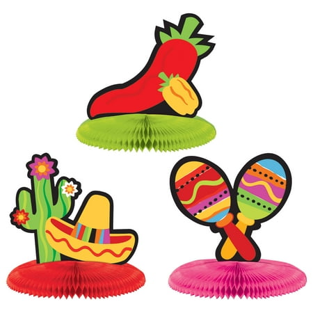 Boy Honeycomb Centerpiece - (4 Pack) Fiesta Mini Honeycomb Centerpiece Assortment, 12pcs