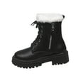 thumbnail image 2 of Taylonsss Women's Winter Fleece-Lined Ankle Boots with Round Toe Front Lace-Up and Side Zipper Chunkys Low Heel for Cold Weather Comfortable and Warm Short Boots, 2 of 8