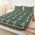 thumbnail image 3 of Homewish Green Xmas Tree Bed Sheets for Teens, Bohemian Western Aztec King Sheets, Merry Christmas Sheet Set, Lightweight Room Decor, 4pcs, 3 of 7
