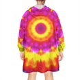 thumbnail image 2 of Rainbow Tie Dye Mandala Pattern Wearable Oversized Blanket,Wearable Blanket Hoodie for Adults,Cozy Hooded Blankets with Super Pockets,Super Warm Fuzzy Pullover for Women & Men, 2 of 6