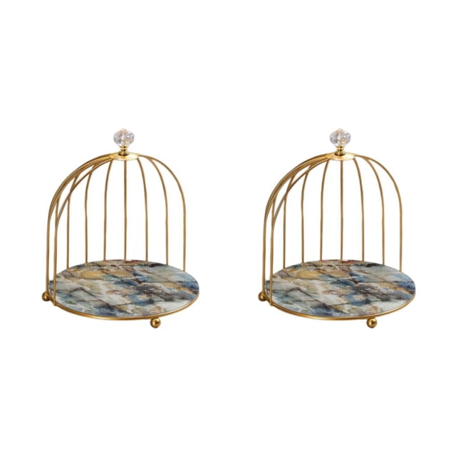 Yuarrent Iron Bird Cage Cosmetic Organizer Bathroom Holder Rack Dresser Storage Stand 1 capa pintada 2piezas