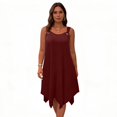 thumbnail image 5 of LWavelet Women's Plus Size Sleeveless Dress Spaghetti Strap Asymmetrical Hem Casual Loose Dress Wine 3XL, 5 of 5