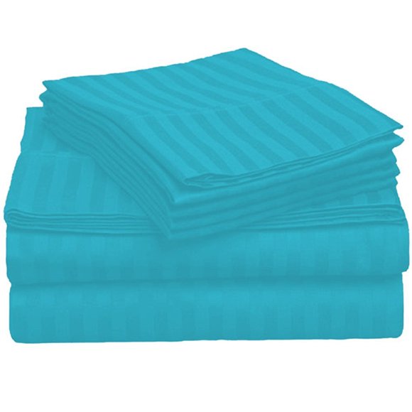 Bedding Series Sleeper Sofa Bed Sheet Set ( Stripe ) Egyptian Cotton 500 Thread Count Turquoise ( Full Size 54"x72"x 6" )