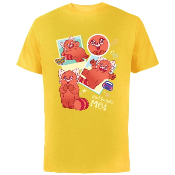 Disney and Pixar’s Turning Red Panda Mei Cute 4*Town 4Ever - Short Sleeve Cotton T-Shirt for Adults - Customized-Yellow