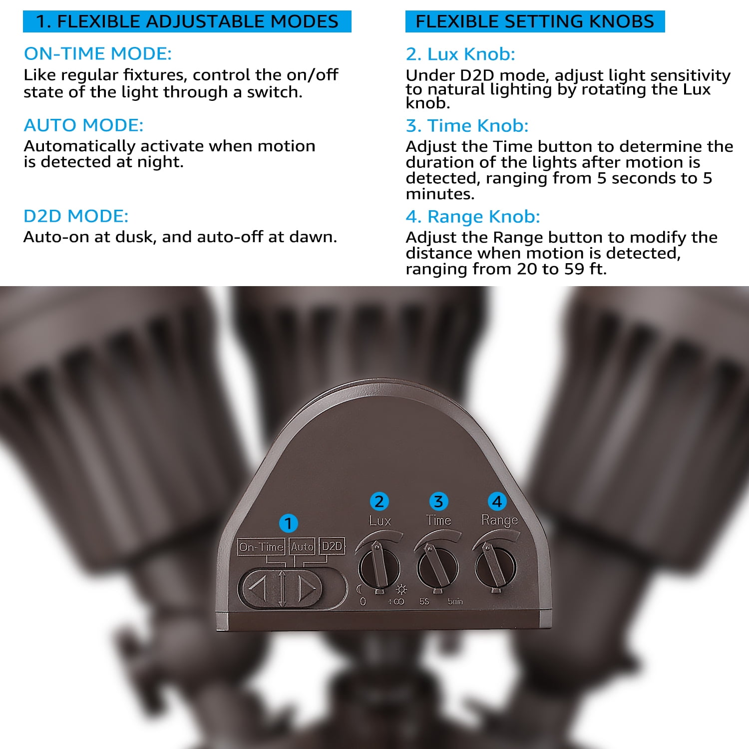 4 Pack 3CCT LED Motion Sensor Security Light, Dusk to Dawn Outdoor Flood Light, 35W, 3000K/4000K/5000K Selectable, Bronze