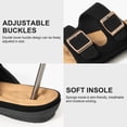 thumbnail image 3 of Ecetana Womens Flat Sandals Dressy Summer Comfortable Double Buckle Slip-On Slides Beach Shoes for Walking, 3 of 7