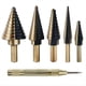 thumbnail image 1 of 5 Brocas Escalonadas para Metal, Madera, Plástico, 50 Tamaños, Vástago Triplano, Juego de Brocas Escalonadas de Titanio HSS con Punzón Central, 1 of 5
