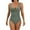 Army Green, variant on Alkepwun One Piece Swimsuit Women Vintage Padded Push Up One Piece Bathing Suits Tummy Control Wrap Ruched Swimwear