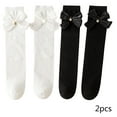 thumbnail image 2 of Godderr Girls Knee High Socks Girls High Socks for Kids Baby 3-12Y 2 Pairs Bow Long Stockings Kids Youth Girls Solid Color Uniform Stockings, 2 of 6