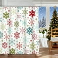 thumbnail image 5 of Lilgiuy 1Pcs Christmas Shower Curtain, Christmas Tree Shower Curtain with 12 Hooks, Winter Shower Curtains for Bathroom, Xmas Tree Snowflake Shower Curtain, 35.43x70.87in, Pink, 5 of 6