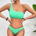 thumbnail image 2 of Gubotare Women's Swimsuit One-Shoulder Top & High Waist Bikini Set Green M, 2 of 5