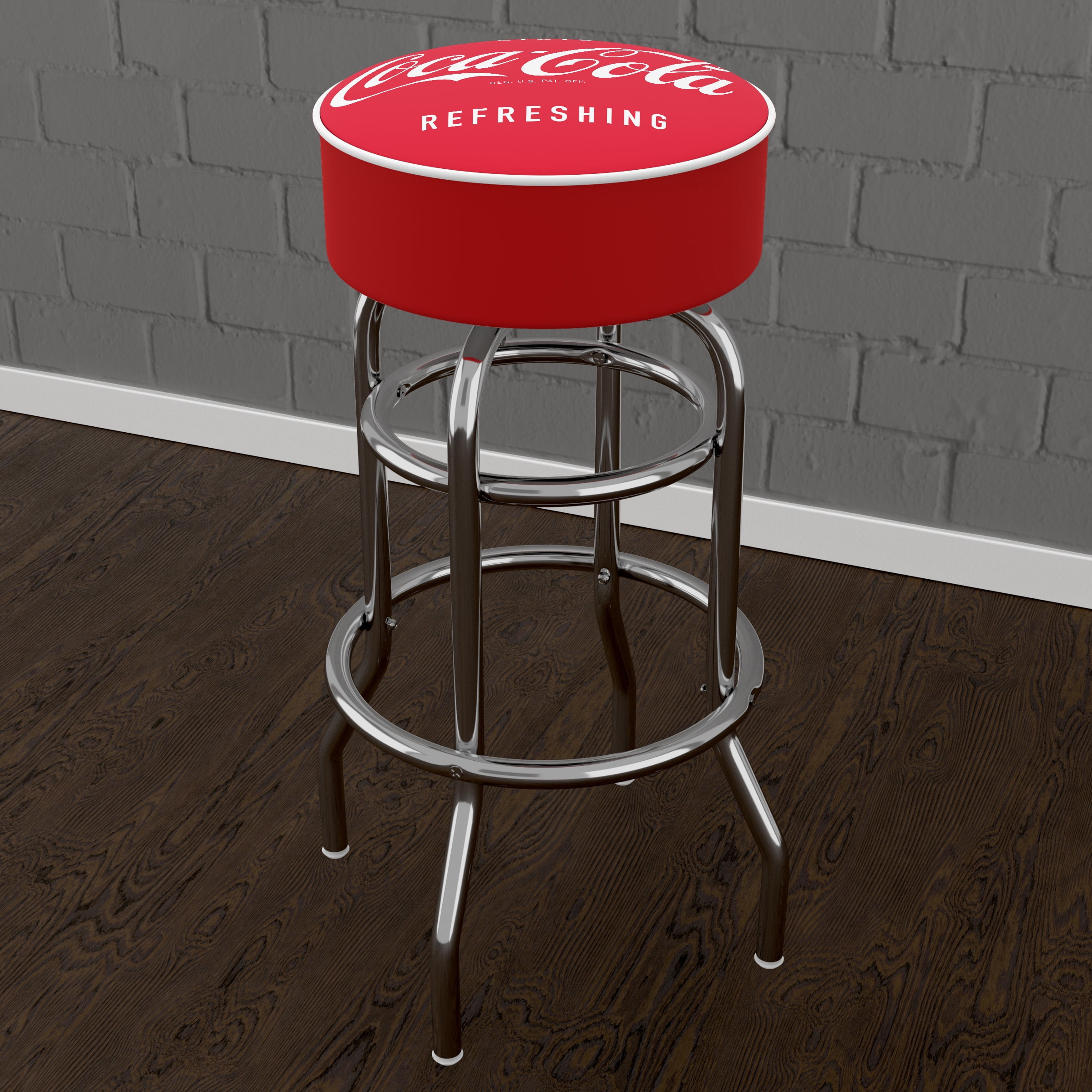 Trademark Gameroom Coca-Cola Vintage Bar Stool with Padded Seat