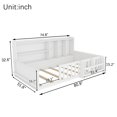thumbnail image 7 of Miniyam Twin Size Floor Bed, Kids Wood Bed Frame with Guardrails, Side Bookshelf, White, 7 of 7