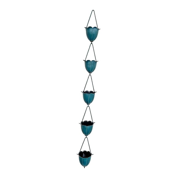 Cadena de , cadena recolectora de , repuesto decorativo con copas, de canalón de hierro para decoración de bajantes de patios y techos de