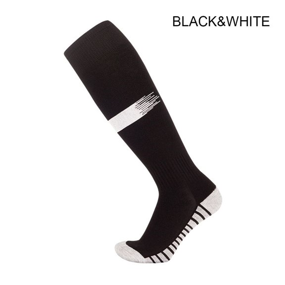 Outdoor Damping Long Childrens Soccer Sock Football Socks Anti Slip sports socks BLACK&WHITE