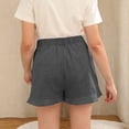 thumbnail image 4 of CYRBOKO Girls Shorts, Summer Elastic Waist Loose Fit Comfy Bottoms with Pockets Gray Size 11-12 T, 4 of 7