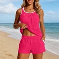 thumbnail image 2 of Busydd Tankini Swimsuits for Women Trendy Solid Color Tankinis Beachwear Round Neck Built In Bra Tank Top and Pockets Boyshorts Womens Bathing Suits M, 2 of 10