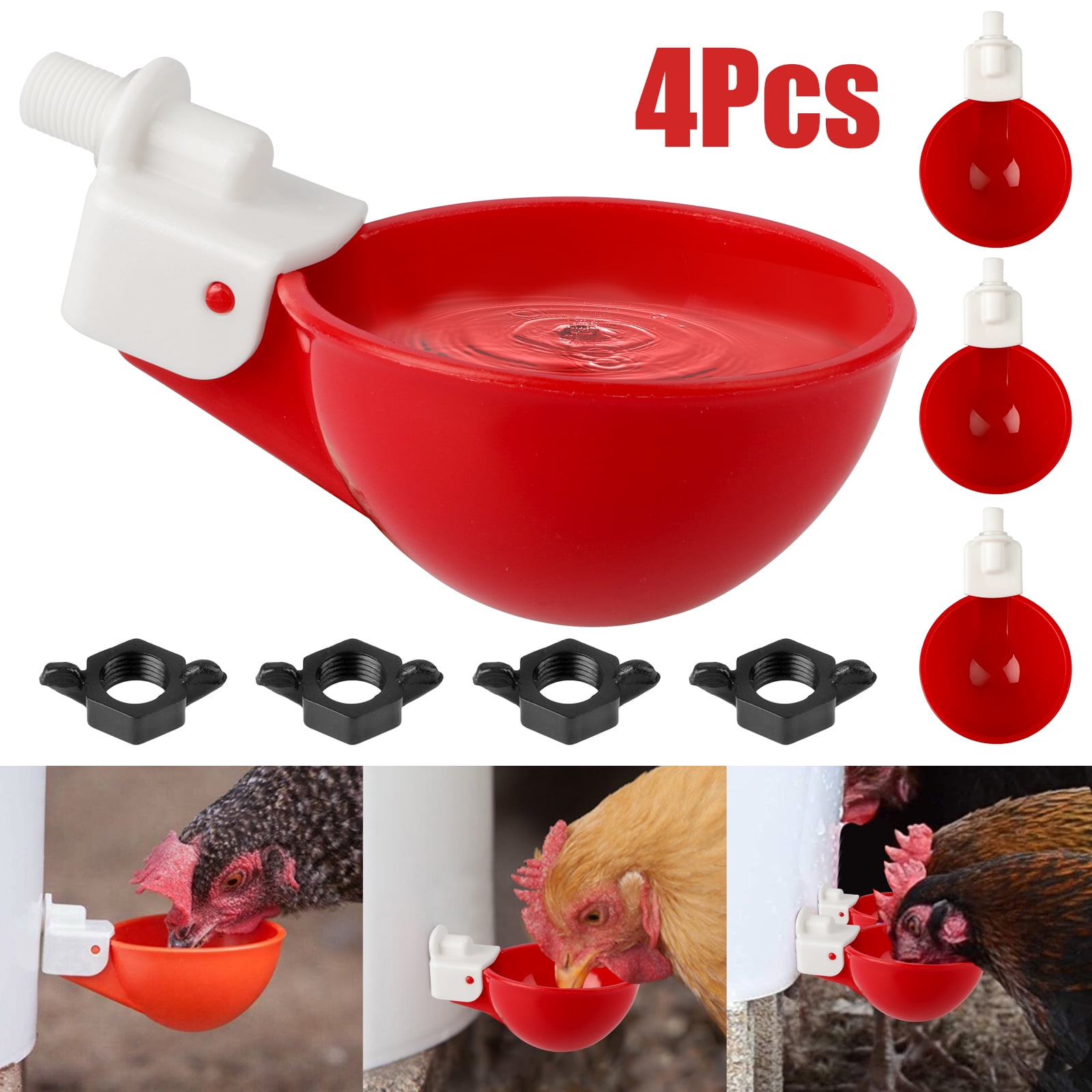 1.5kg red plastic feeder baby chicken chicks hen poultry feeder lid&handle EL 