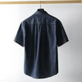 thumbnail image 7 of Men's Shirts Retro Workwear Denim Short Sleeve Loose Fit Casual Button Up Jacket Top L, 7 of 7